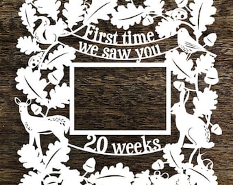 Papercut Template &#39;First Time We Saw You 20Weeks&#39; Ultrasound Photo Frame PDF JPEG for handcutting & SVG file for Silhouette Cameo or Cricut
