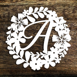 Papierschnitt Vorlage Floral 'A' New Baby Mädchen Karte machen Wand Kunst PDF JPEG für handcutting & SVG für Schneidemaschinen