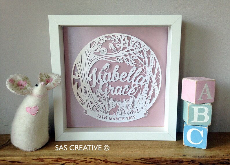 Download Craft Supplies Tools Visual Arts Personalised Birth Announcement New Baby Gift Papercut Template Pdf Jpeg Svg From Samantha S Papercuts