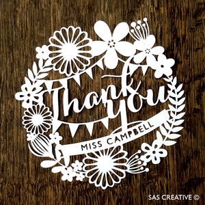 Modello Papercut Biglietto di ringraziamento PDF Jpeg SVG Crea i tuoi biglietti di auguri fai da te con Samantha's Papercuts