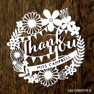 Personalised Papercut Template Thank You Card PDF Jpeg SVG Make Your Own DIY Celebration Cards from Samantha's Papercuts