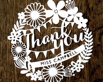 Personalised Papercut Template Thank You Card PDF Jpeg SVG Make Your Own DIY Celebration Cards from Samantha's Papercuts