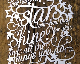 Papercut Template 'Look at the Stars, Look how they Shine for You' PDF JPEG for handcutting & SVG file for Silhouette Cameo or Cricut