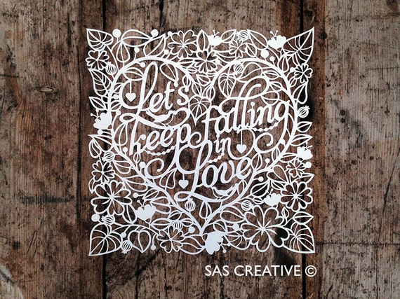 Papercut Template 'let's Keep Falling in Love' - Etsy