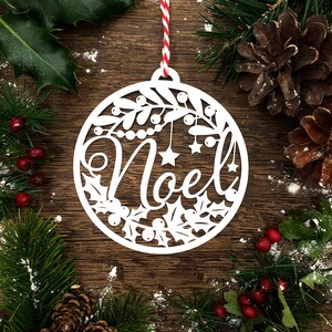 Szablon wycinanki „Noel” ozdoba świąteczna w formacie PDF JPEG do wycinania ręcznego i SVG do Silhouette Cameo lub Cricut