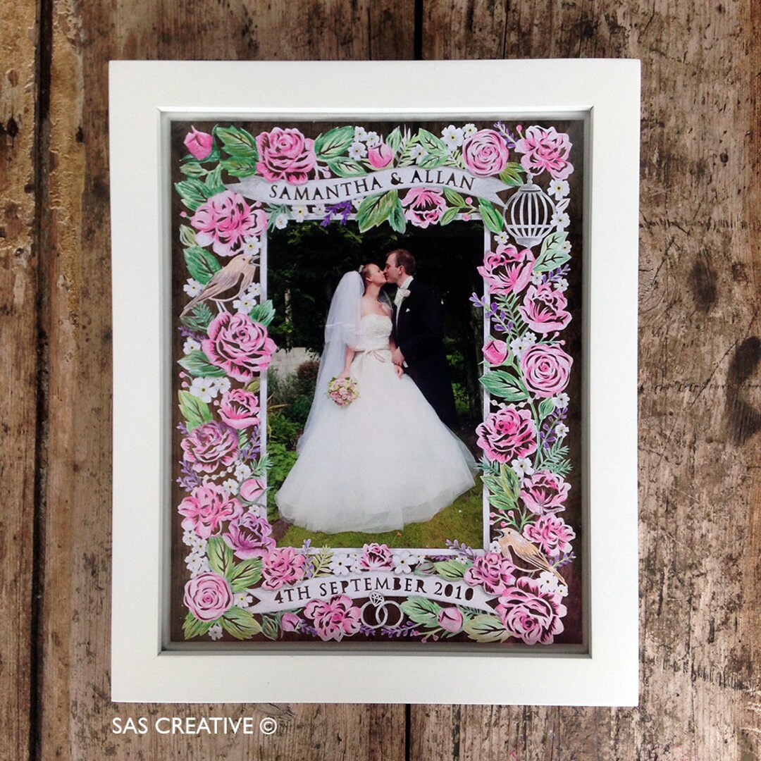 Personalised Papercut Photo Frame Template for Wedding Day / First ...