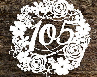 Papercut Template Floral Wreath 105 Birthday Wedding Anniversary Decoration Card Making PDF JPEG for handcutting & SVG for Cutting Machines