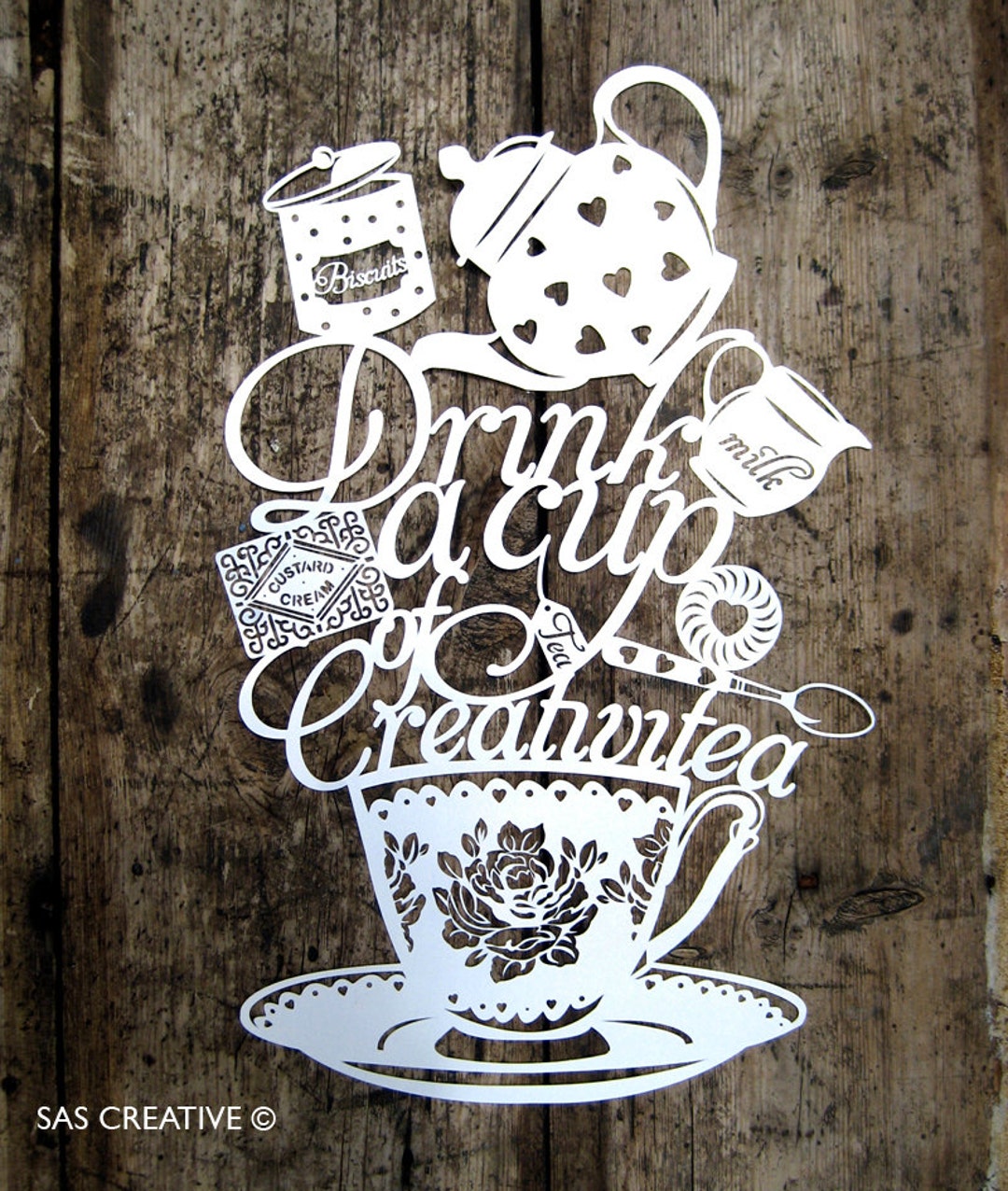 Papercut Template 'drink a Cup of Creativitea' Printable PDF JPEG for ...