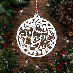 Plantilla de Papercut 'Esperanza' Adorno navideño para decoración PDF JPEG para cortar a mano y SVG para Silhouette Cameo o Cricut