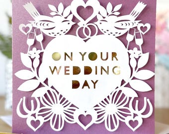 Papercut Wedding Card SVG, On Your Wedding Day Card Template, Cricut Silhouette Cut File, DIY Wedding Card Instant Download