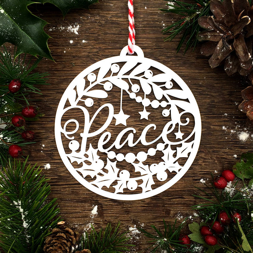 Download Papercut Template 'Peace' Christmas Bauble Ornament | Etsy