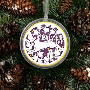 Papercut Template &#39;Holly and the Ivy&#39; Bauble Ornament Decoration PDF JPEG for handcut & SVG for Silhouette Cameo or Cricut