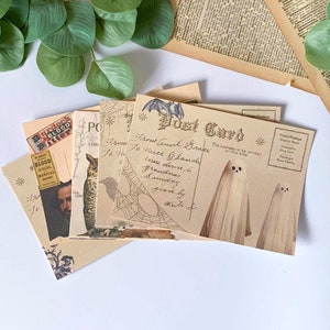 Cartes postales d'Halloween à imprimer dans un journal - Impression d'art numérique pour carnets de bord, scrapbooking et fabrication de cartes - Lot de 12 (A6)