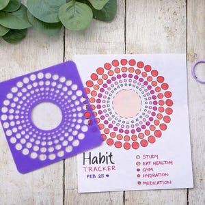 Habbit or mood tracker Journal Stencil Set – Bullet Journaling Templates for Scrapbooking, Sketching & Doodle Art