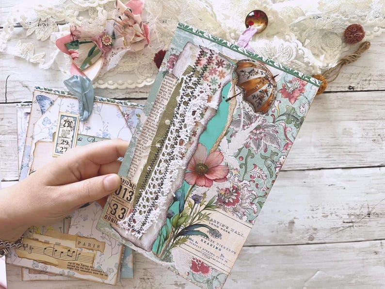Set of 3 Handmade Vintage Style Notebooks | Ephemera Journals | Mixed ...