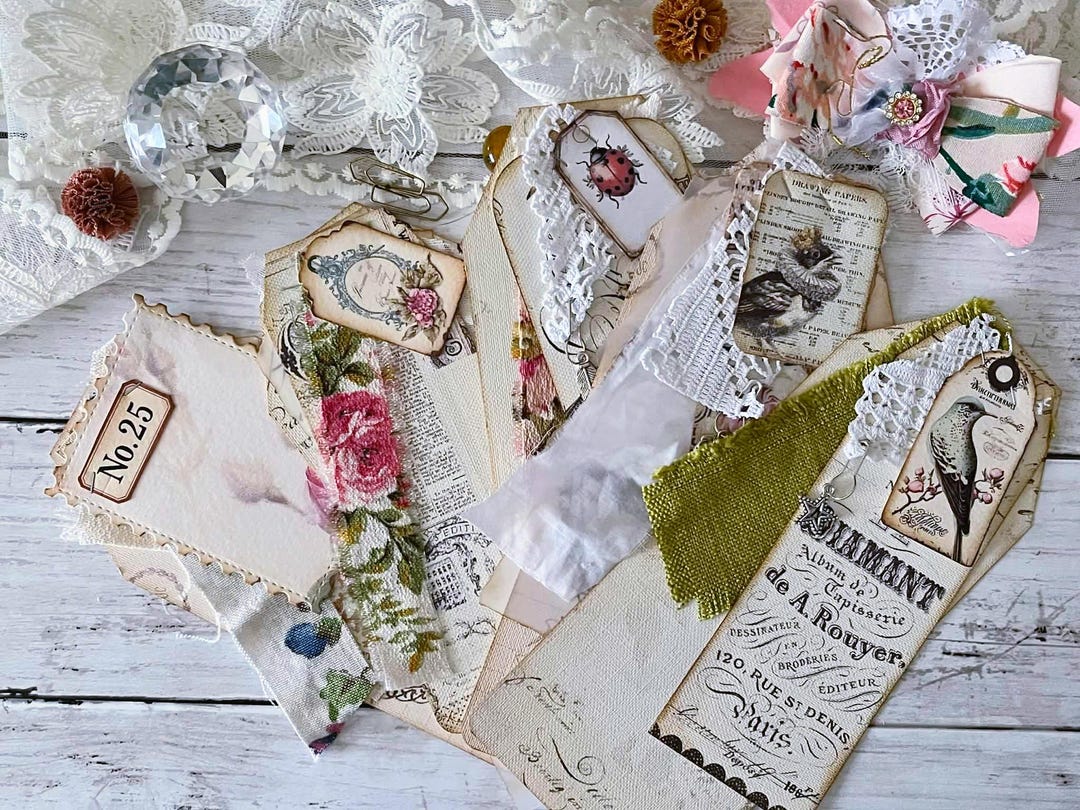Shabby Chic Scrappy Tags - Junk Journal Ephemera Pack - Etsy