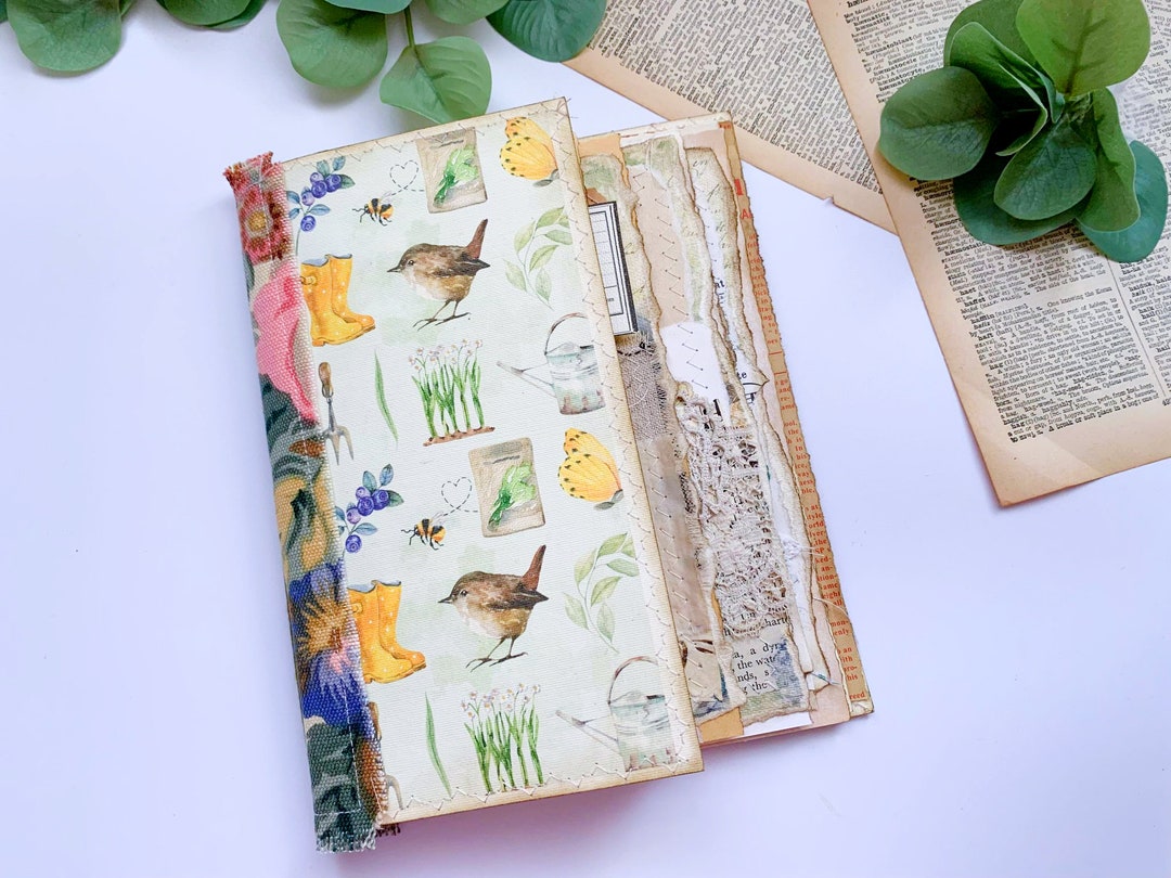 Waterfall Journal With Blank & Decorated Pages, Handmade Ephemera, Lace ...