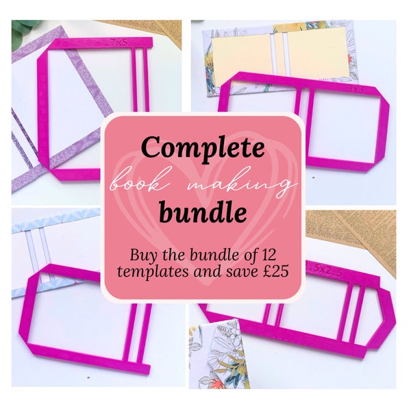 Complete bundle of book making templates / stencils - Great for bookbinding, junk journal, calendar or notebook making & other crafts