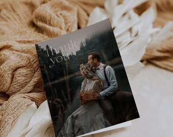 Photo Thank You Note   Custom Printed A2 Notecard with Wedding Photo   Personalized Cards with Envelopes   Open Air Paper