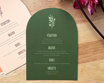 Arch Shape Modern Marigold Solid Color Wedding Menu   Curved Printed Menu Cards Simple Contemporary Modern Text