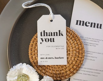 Black and White Minimalist Favor Tag   Printed Wedding Gift Tags for Favors   Thank You Bold Typography   Open Air Paper