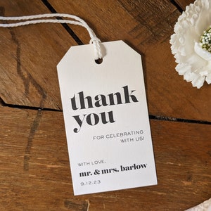 Black and White Minimalist Favor Tag Printed Wedding Gift Tags for Favors Thank You Bold Typography Open Air Paper image 2
