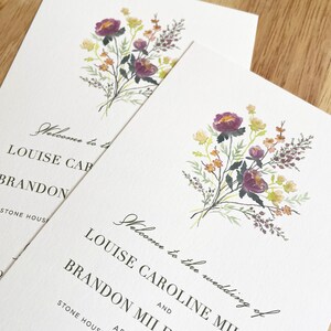 Wedding Ceremony Program Peony Bouquet Watercolor Floral Printed Order of Service Card Elegant Flowers Boho Wedding image 2