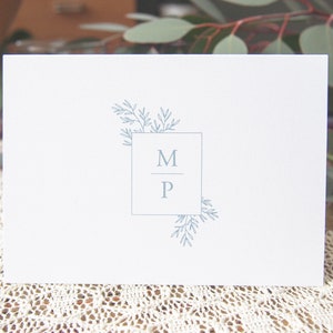 Grün Squared Dankeschön Notizen • benutzerdefinierte gedruckte Karten • Floral Greenery Monogramm Boho Hochzeit • Open Air Papier TY007
