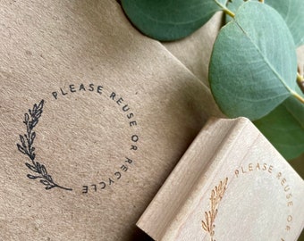 Please Reuse or Recycle Rubber Stamp • Eco Friendly Packaging Supplies • Open Air Paper