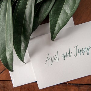Modern Script Thank You Notes • Aangepaste gedrukte kaarten • Hedendaagse kalligrafie bruiloft • Openlucht papier TY010