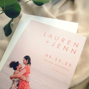 Photo Save the Date Minimal Modern Font Printed Save the Date Cards Contemporary Typography Wedding Open Air Paper SD014 image 4