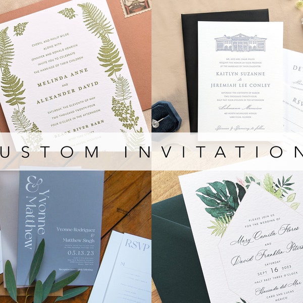 Custom Wedding Invitation Deposit or Balance   Open Air Paper