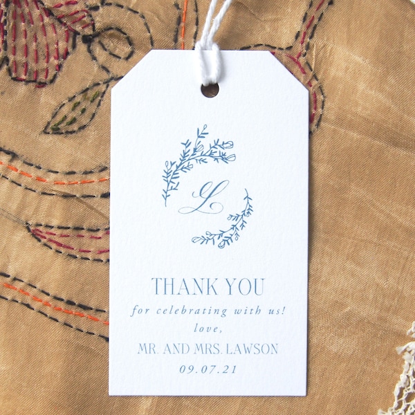 Budding Branches Favor Tags • Printed Gift Tag • Hand Drawn Leaves Floral Monogram Wedding • Open Air Paper FT006