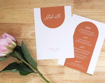 Arch Design Wedding Menu Place Cards — Two-Sided Card with Guest Names | Custom Printed