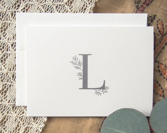 Greenery Letters Thank You Notes • Custom Printed Cards • Floral Greenery Monogram Boho Wedding • Open Air Paper TY008