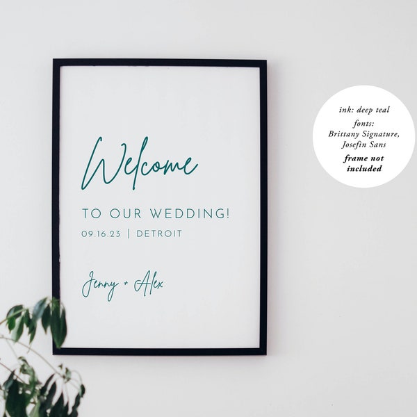 Wedding Welcome Sign • Minimalist Modern Typography Design • Physical Printed Poster or Foam Board Sign • Open Air Paper