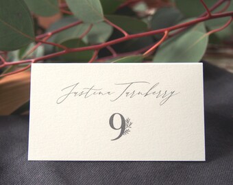 Greenery Letters Wedding Place Cards • Printed • Leaves Illustration Monogram • Open Air Paper PC008