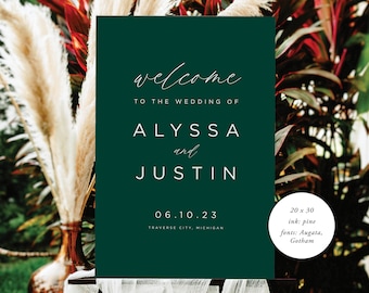 Wedding Welcome Sign • Solid Color Minimalist Design • Physical Printed Poster or Foam Board Sign • Open Air Paper