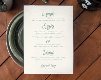 Modern Script Wedding Menu • Printed or Printable Menus • Simple Contemporary Text • Open Air Paper M010