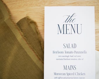 Modern Elegant Printed Wedding Menu