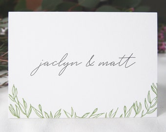 Frame of Leaves Thank You Notes • Custom Printed Cards • Hand Drawn Greenery • Open Air Paper TY003