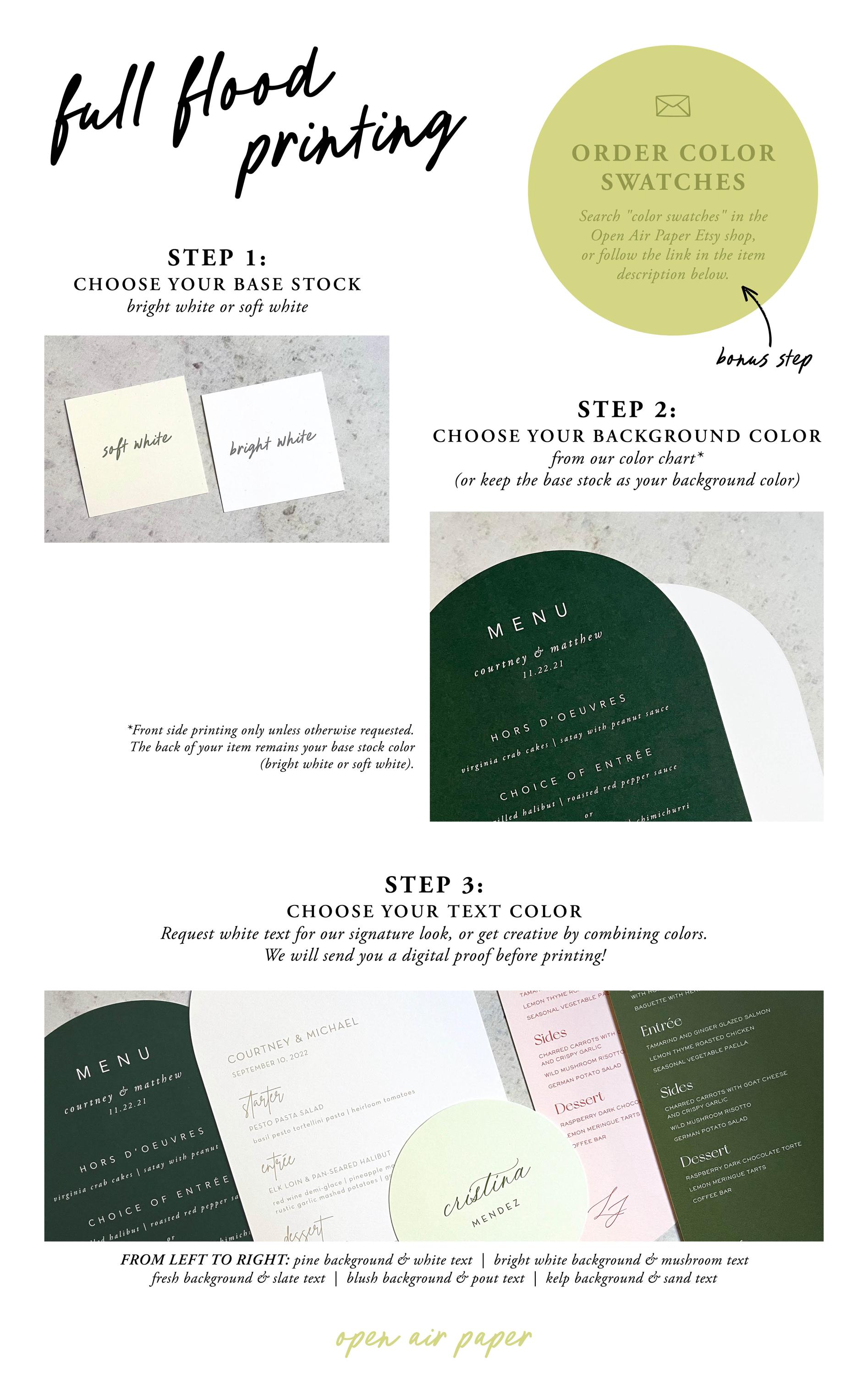 Wavy Edge Solid Color Light Yellow Wedding Menu Printed Menu Cards ...