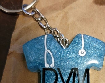 Professional Initial Scrub Top Keychain, single color