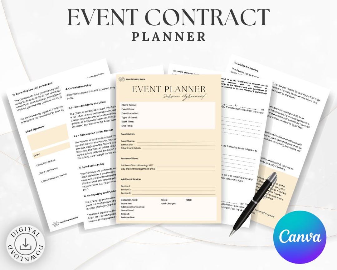 Event Planner Contract.pdf Wedding Planner Contract Template Editable, Custom Client Agreement ...