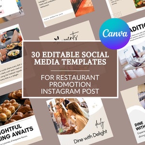 Restaurant Social Media Template | Restaurant Marketing | Edit In Canva | Foodie Instagram | Instagram Posts Restaurants | Small Business