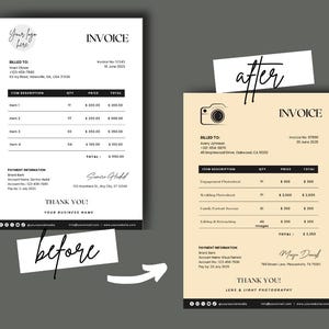 Photographer Invoice Template - Editable Canva Design - Photography ...