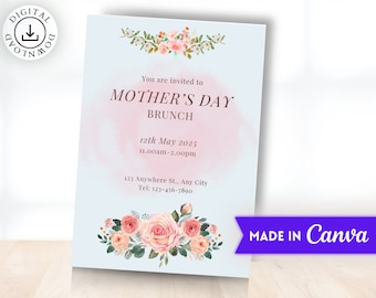 Invitación para brunch del Día de la Madre: Folleto editable con estilo - Plantilla digital, Empoderamiento femenino, Promoción de eventos DIY