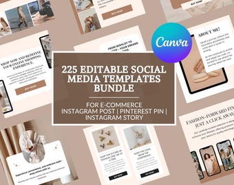 Instagram Posts Ecommerce Marketing Templates, Small Business Social Media Kit (Editable Canva Files, Customizable, Instant Download)