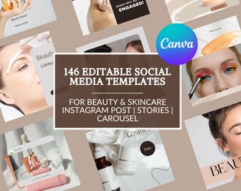 Plantillas para redes sociales de dermatología: publicaciones personalizables para Instagram sobre cuidado de la piel - Diseño elegante, editable en Canva, imagen de marca profesional.