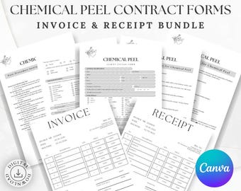 Chemical Peel Consent Form | Esthetician Client Intake & Aftercare Card | Skincare Consent Form | Editable Canva PDF | Print Ready